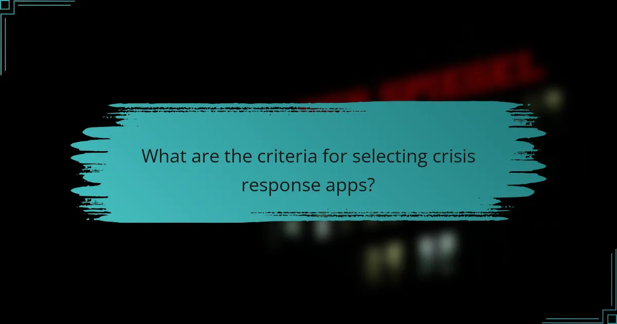 What are the criteria for selecting crisis response apps?